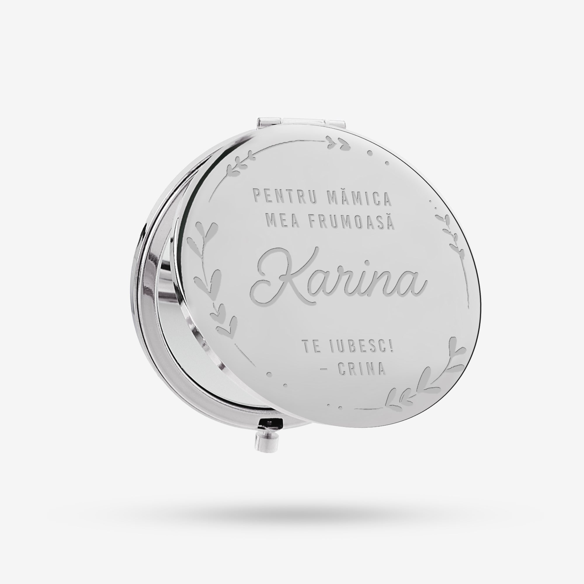 Srebrne lusterko z grawerem - prezent dla mamy lusterko kieszonkowe prezent na dzień mamy