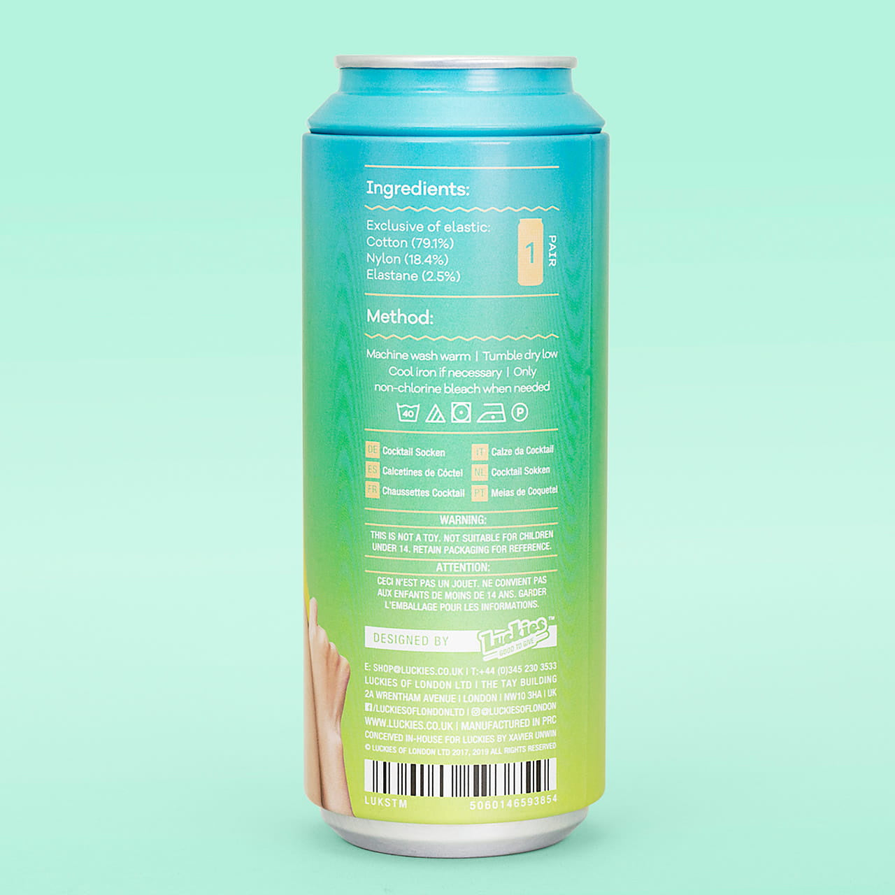 Damskie skarpetki w puszce Mojito upominek na wieczór panieński mohito skarpetki prezent na panieński