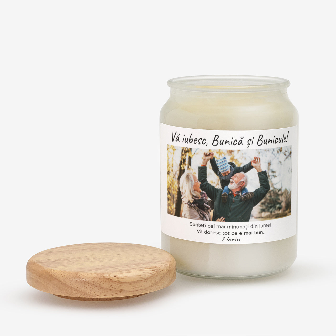 Lumânare pentru Ziua Bunicii și a Bunicului – cadou cu fotografie