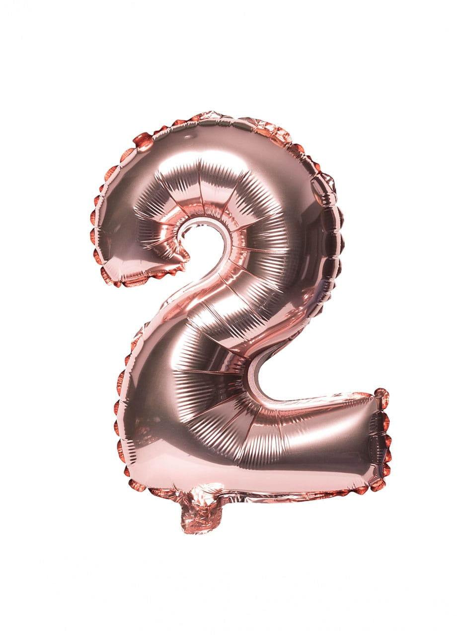 Balon din folie pentru aer CIFRĂ 2 rose gold