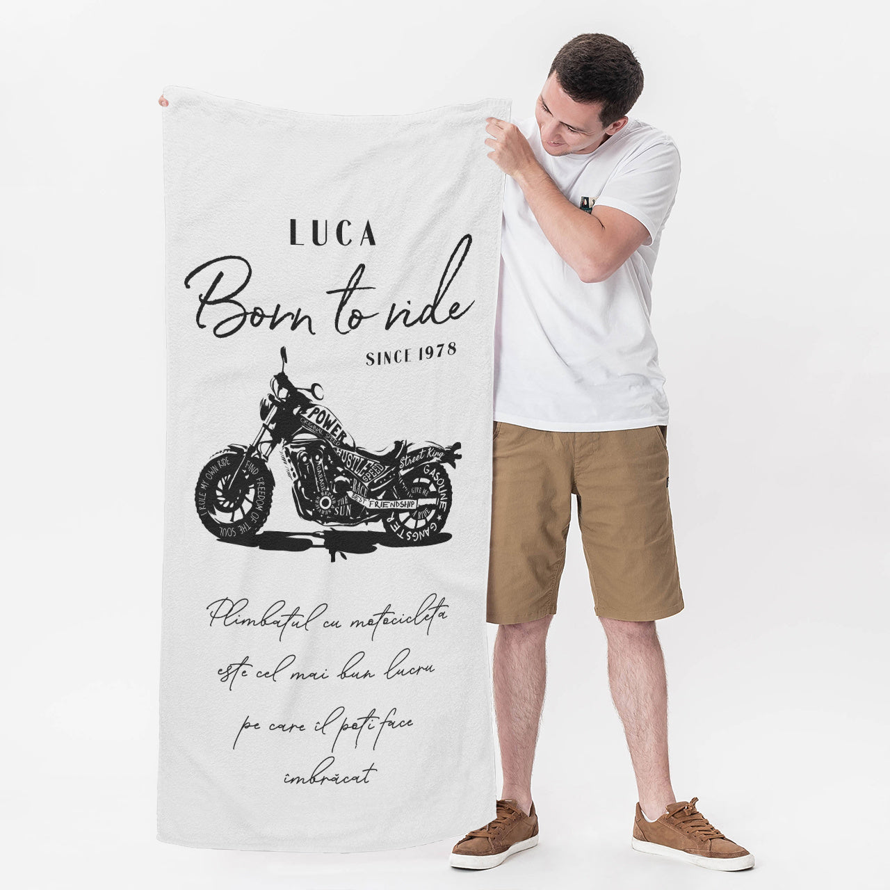 Personalizowany ręcznik dla motocyklisty prezent dla mężczyzny prezent dla fana motocykli ręcznik z nadrukiem