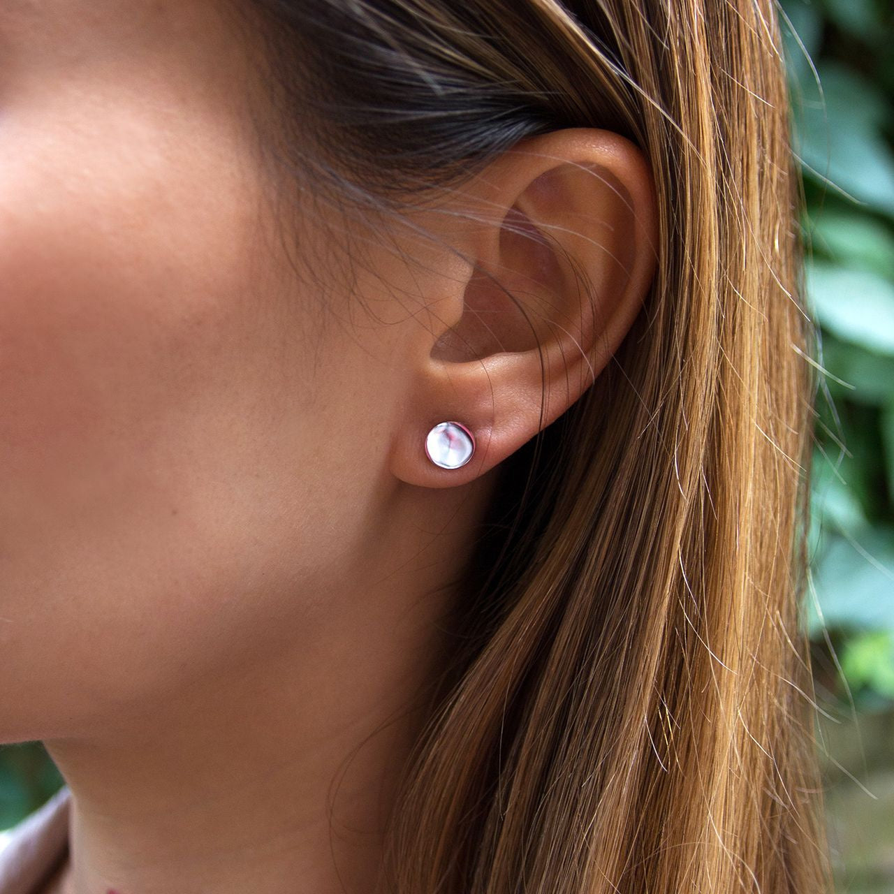 Cercei rotunzi - plăcuțe placate cu argint