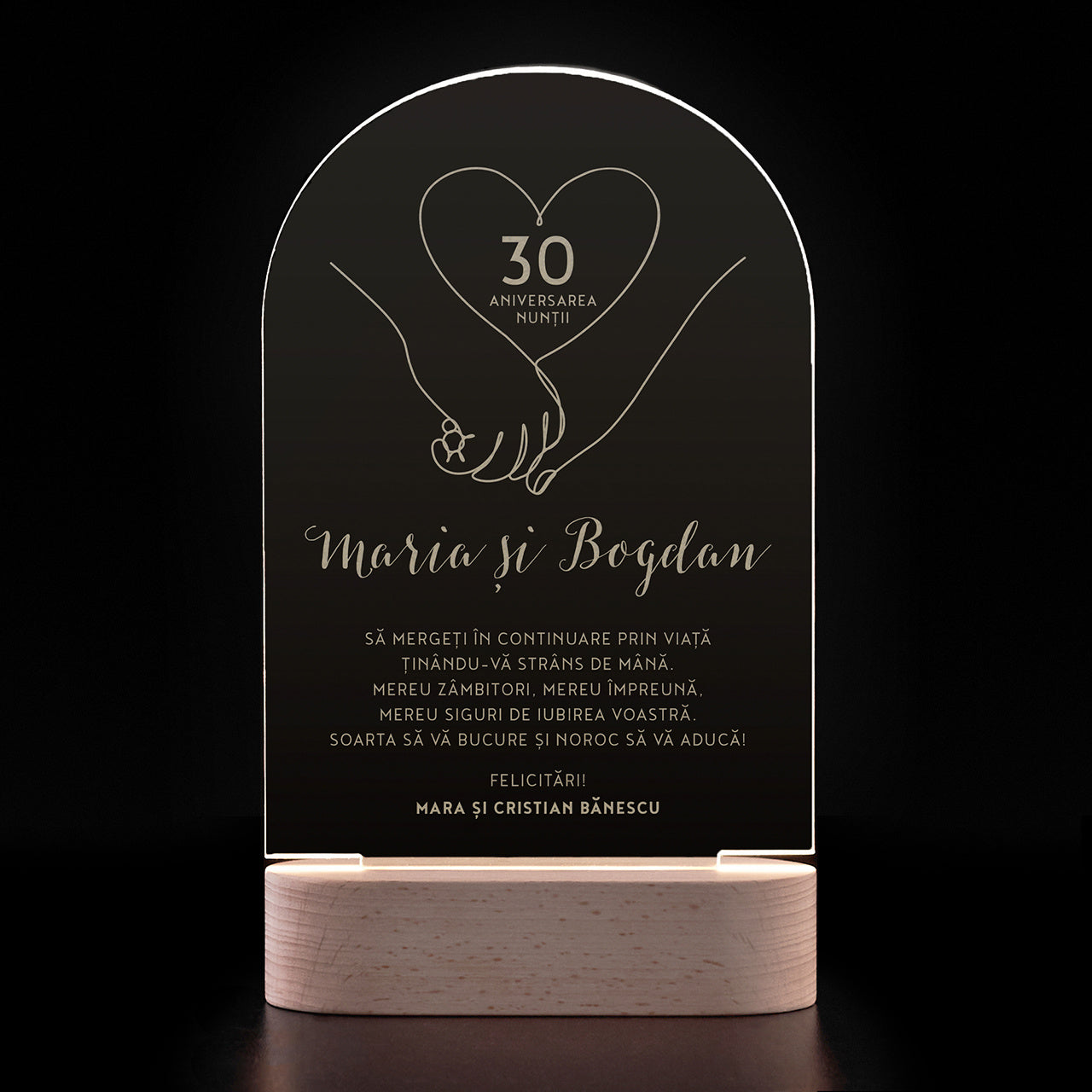 Trofeu din sticlă pentru aniversarea nunții - Împreună Prin Viață