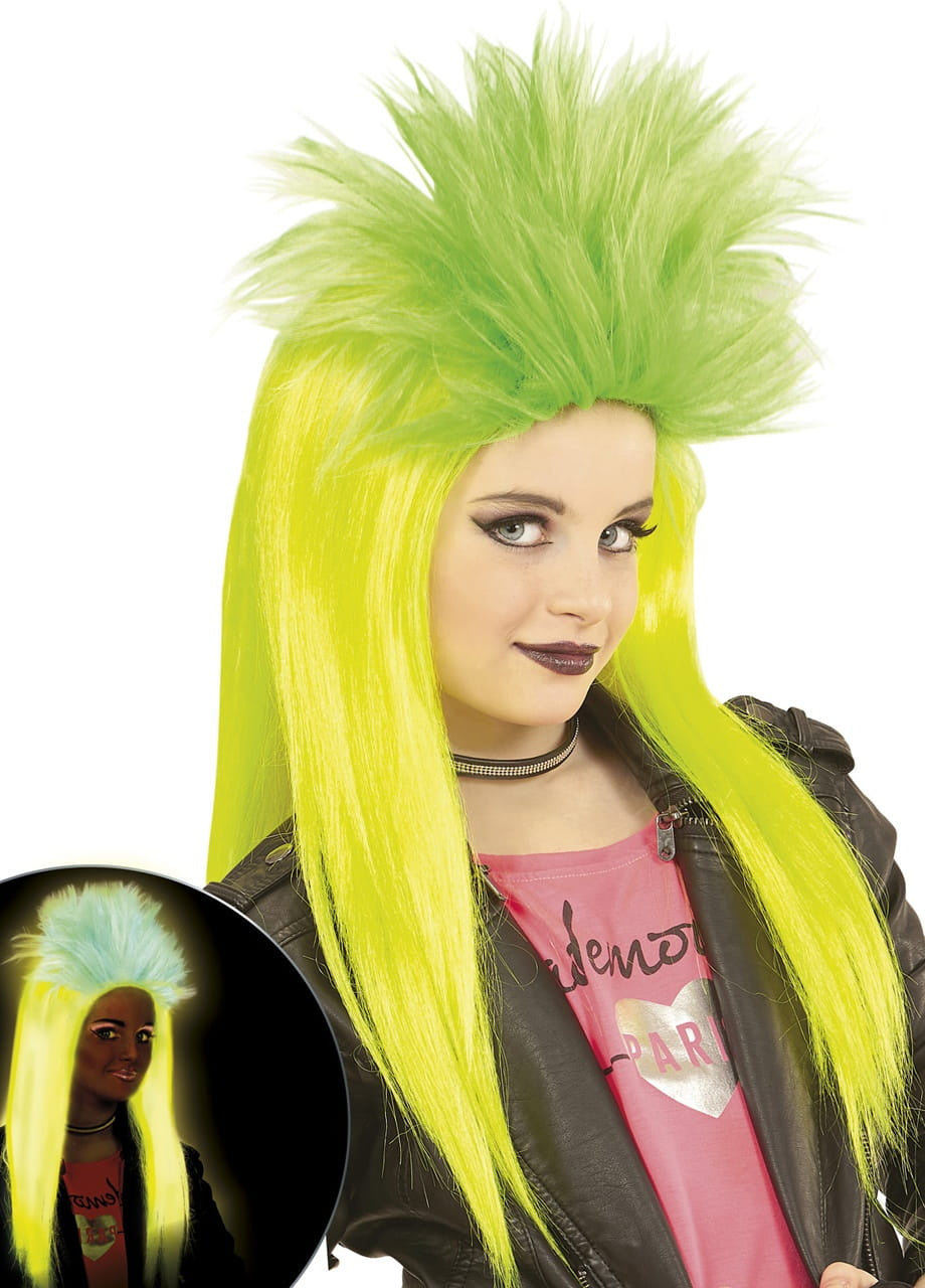 Perucă pentru copii neon PUNK seledynowa