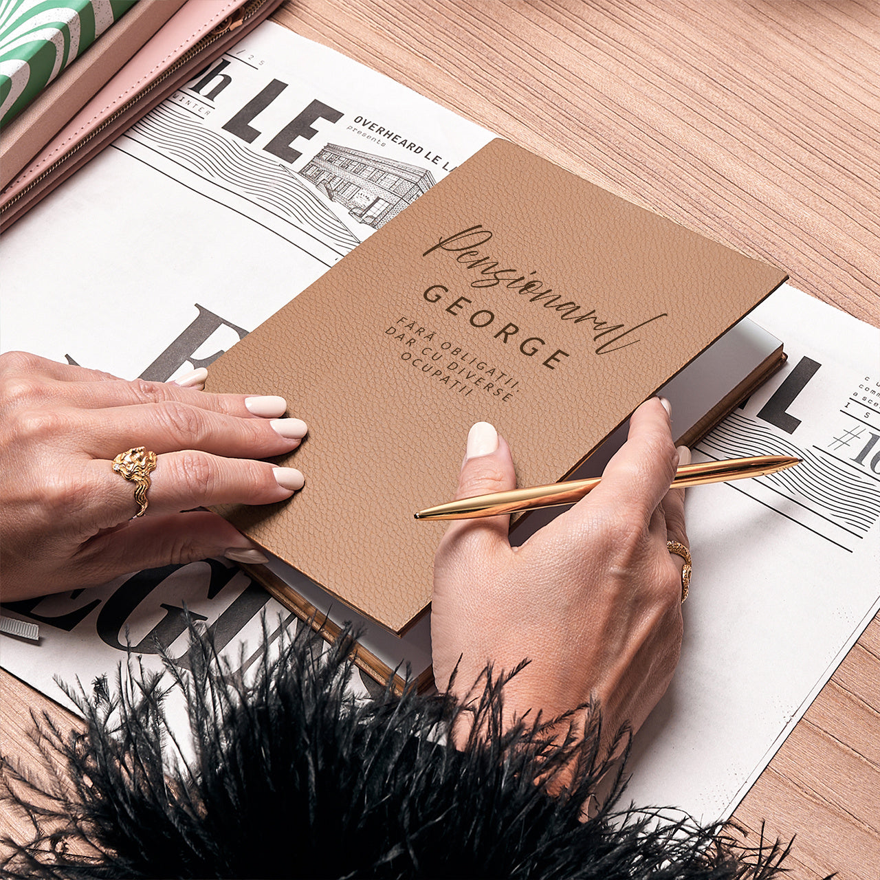 Personalizowany notes ze złotymi brzegami - prezent z okazji przejścia na emeryturę notes na prezent