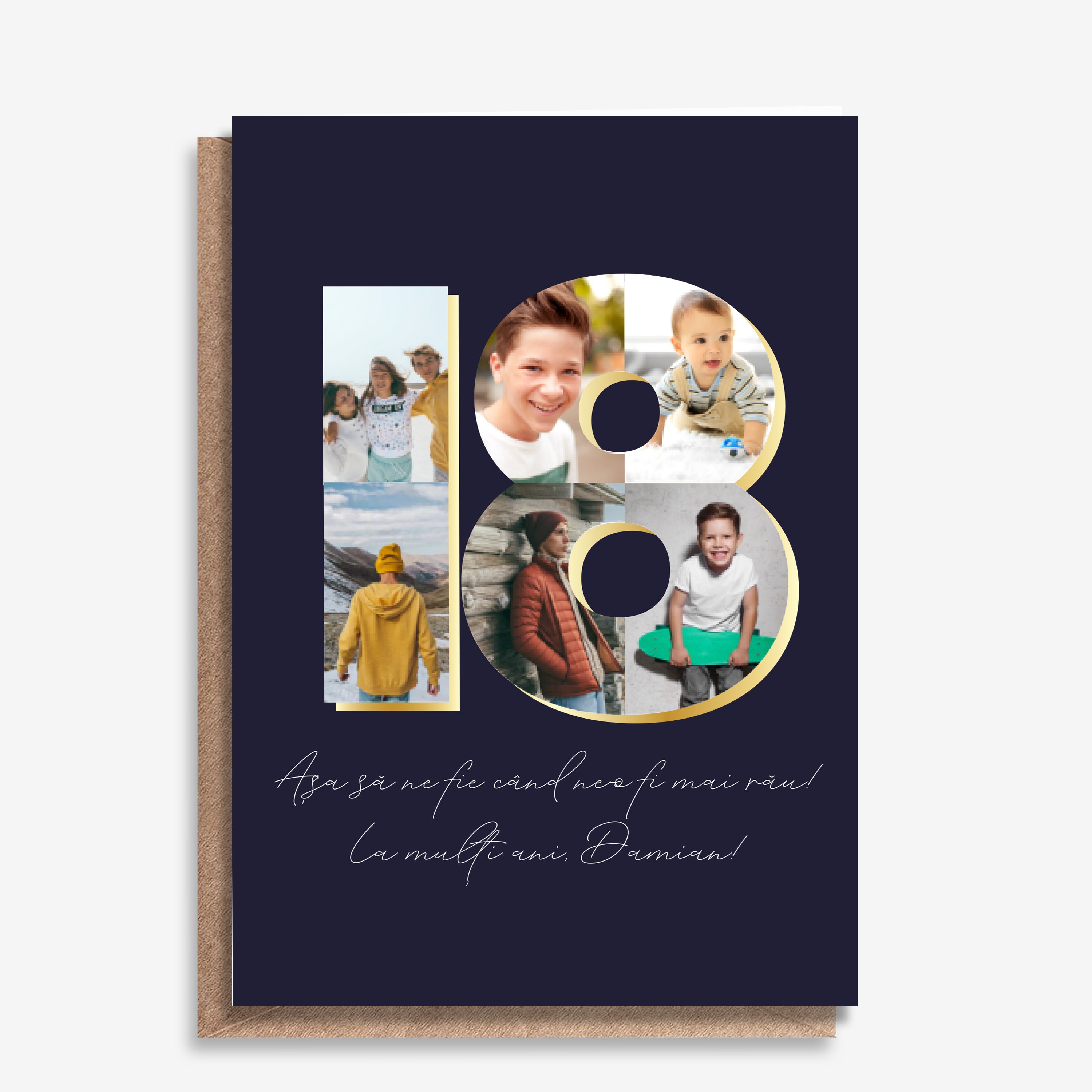 Felicitare personalizată la aniversarea de 18 ani - colaj foto
