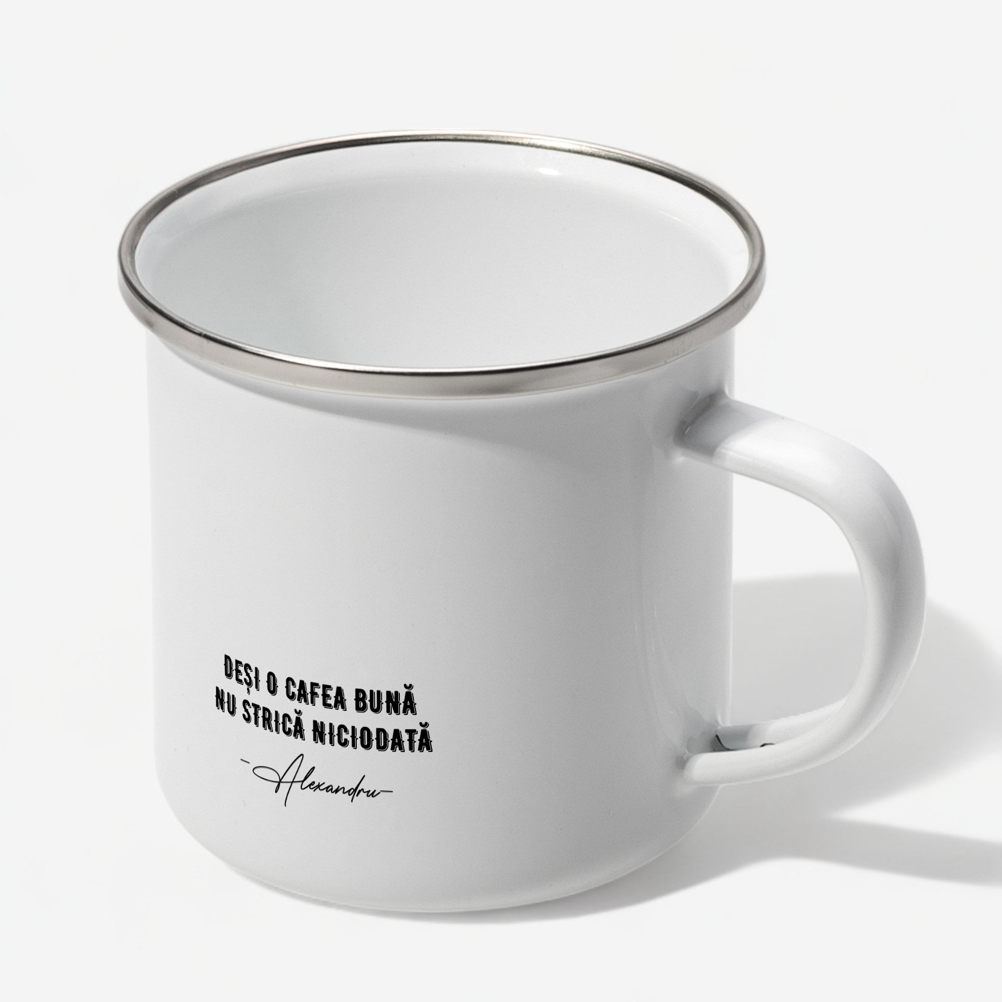 Personalizowany emaliowany kubek motocyklisty - prezent dla niego prezent dla motocyklisty kubek z nadrukiem