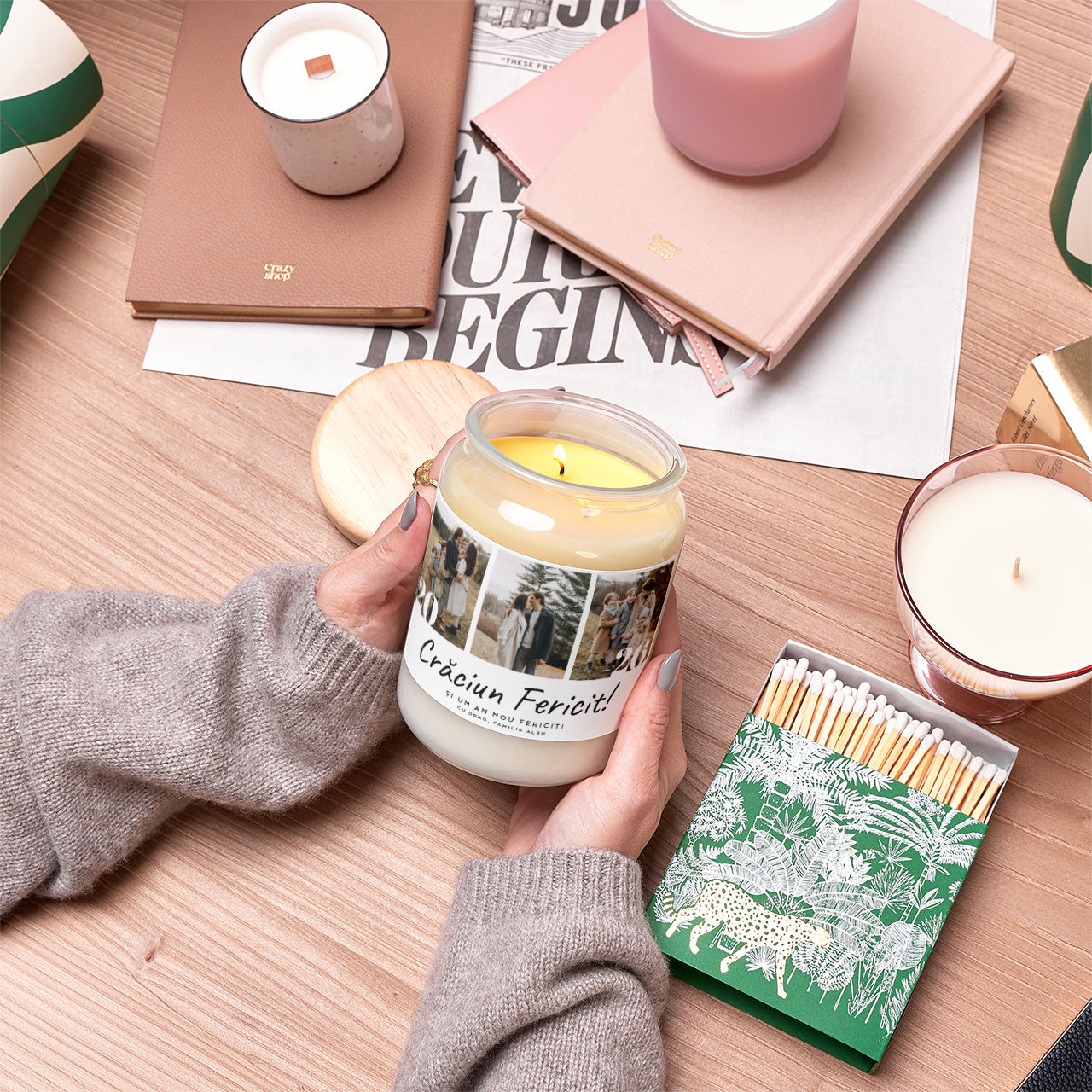 Lumânare de Crăciun cu fotografie – cadou pentru familie de pus sub brad