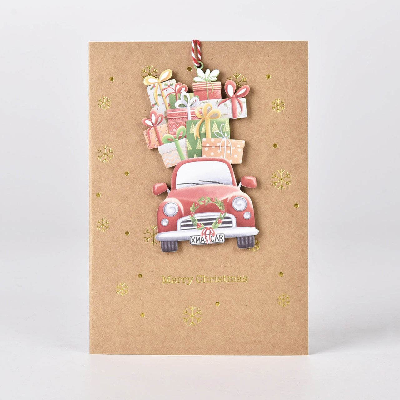 Kartka na Boże Narodzenie z zawieszką Świąteczne Auto kartki świąteczne kartka świąteczna świąteczna kartka