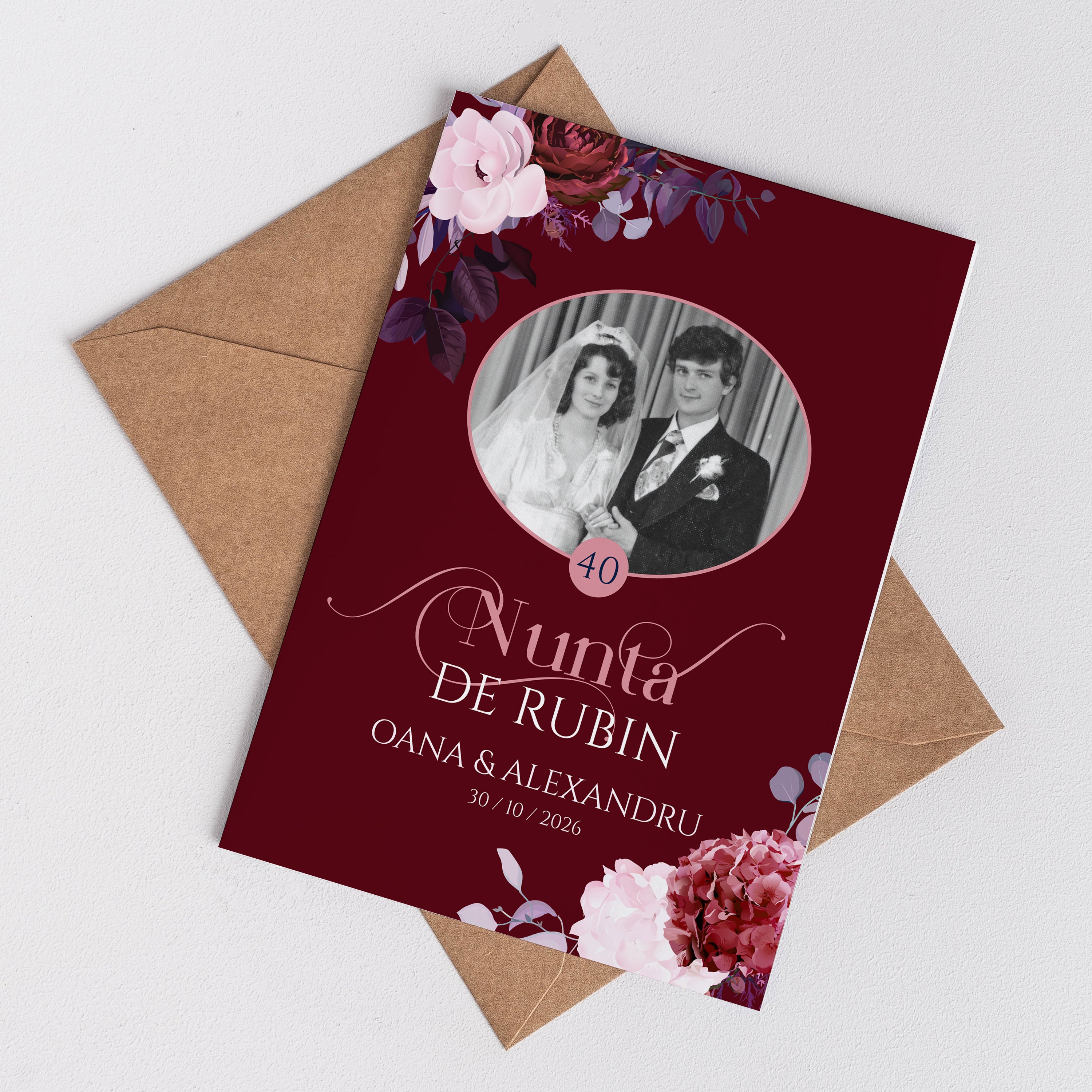 Felicitare cu fotografie pentru Nunta de Rubiniu