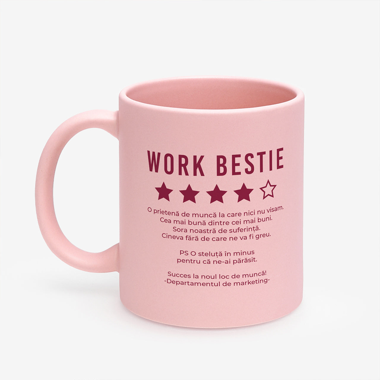 Różowy kubek na odejście z pracy dla koleżanki - Work Bestie prezent dla koleżanki prezent na pożegnanie