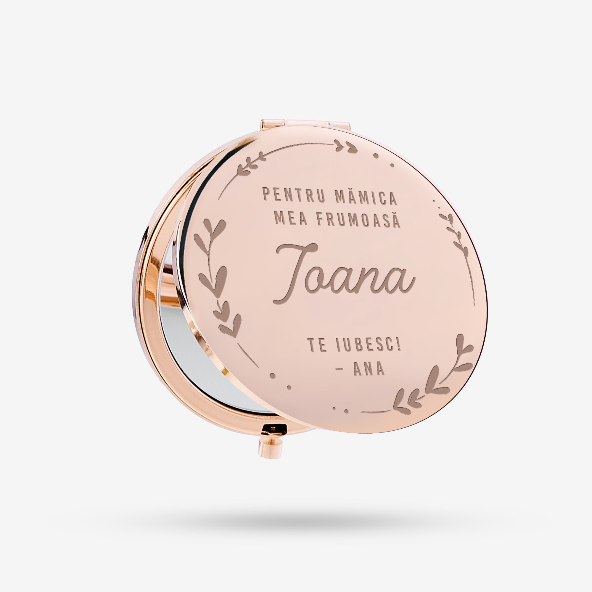 Lusterko grawerowane dla mamy - różowe złoto prezent dla mamy lusterko z grawerem