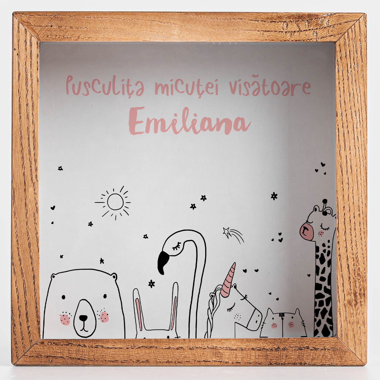 Personalizowana skarbonka na marzenia - prezent dla dziewczynki drewniana skarbonka z szybką prezent dla dziecka