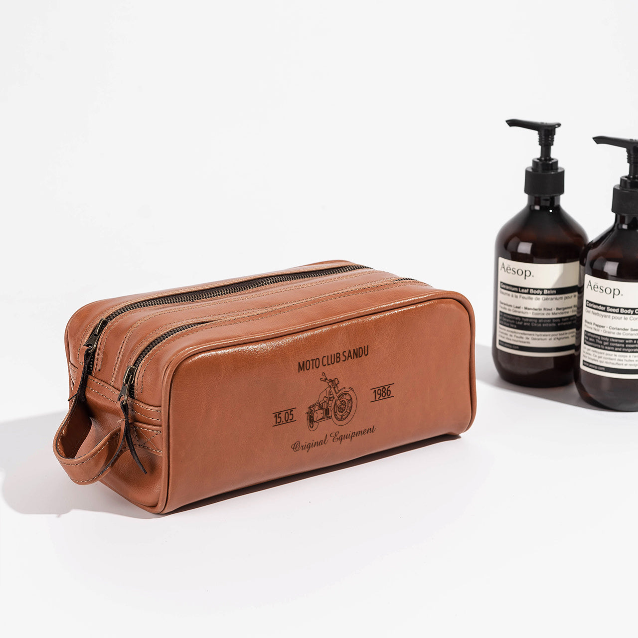 Kosmetyczka męska skórzana - oryginalny prezent dla motocyklisty prezent dla fana motoryzacji