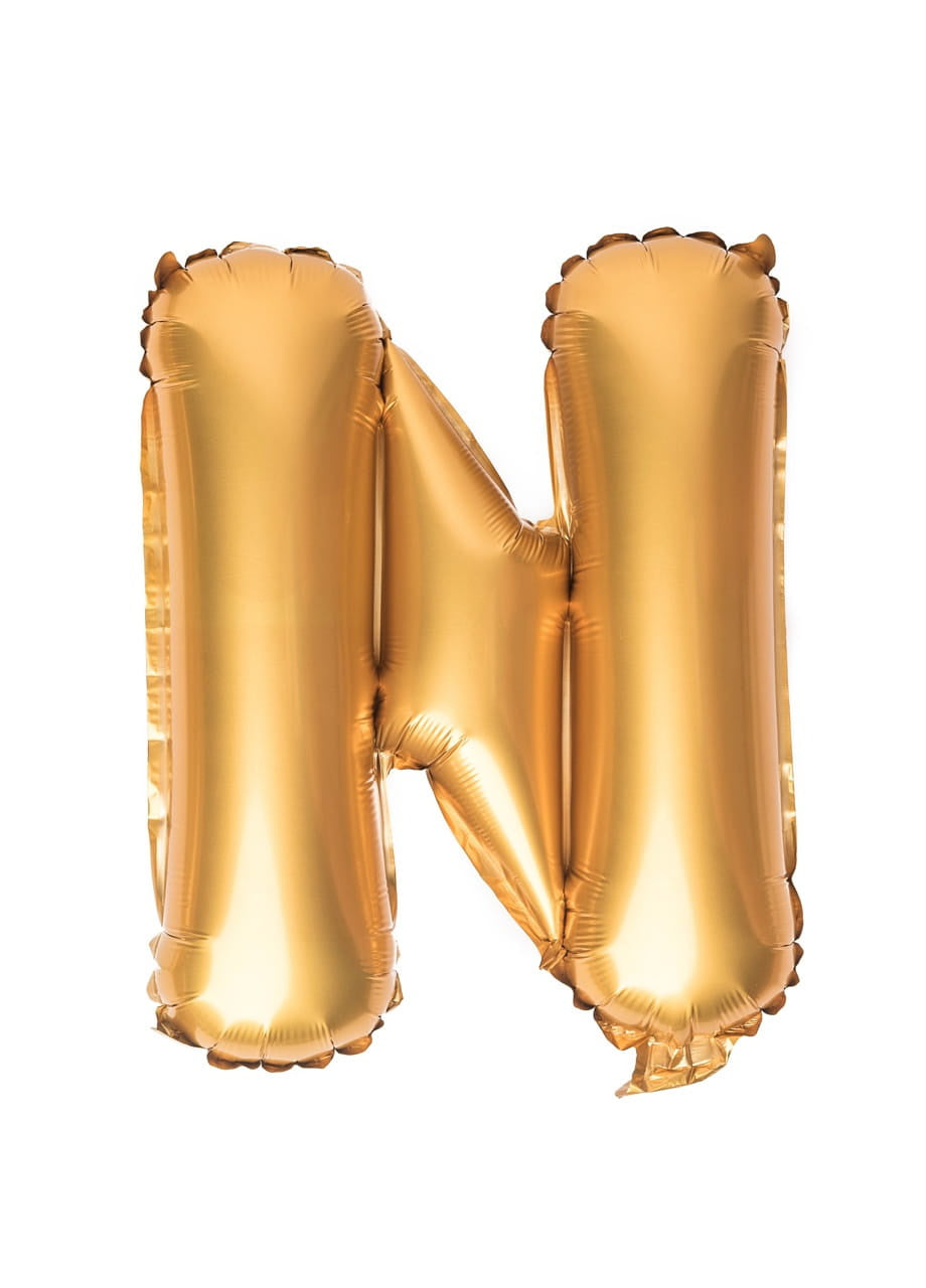 Balon din folie pentru aer LITERĂ N auriu 40 cm