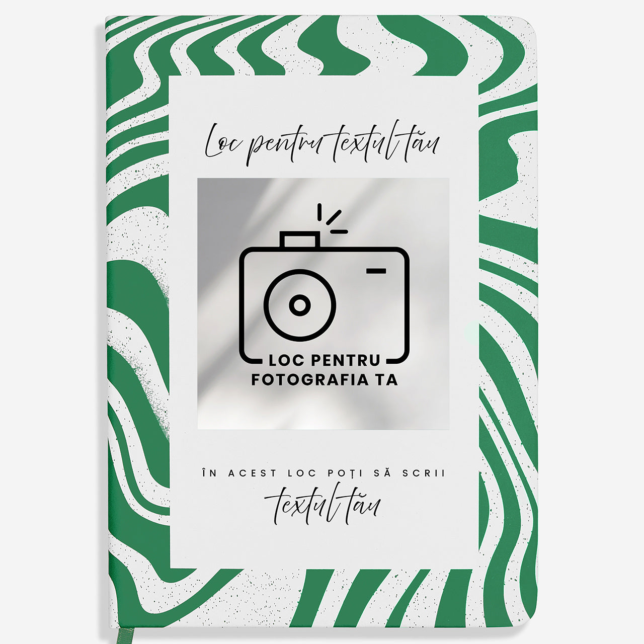 Caiet personalizat cu margini aurii – poza și textul tău