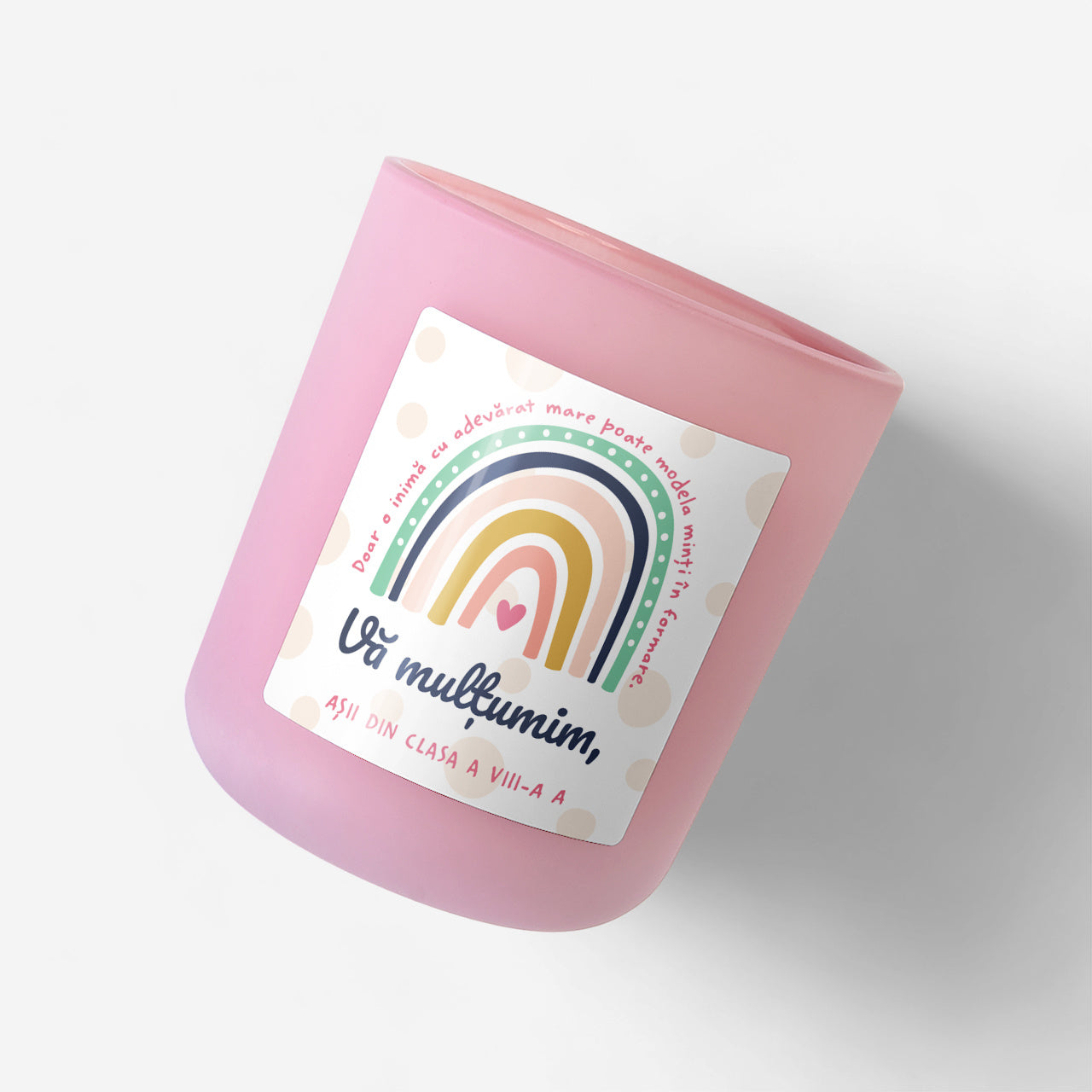 Lumânare personalizată - cadou de mulțumire pentru profesoară