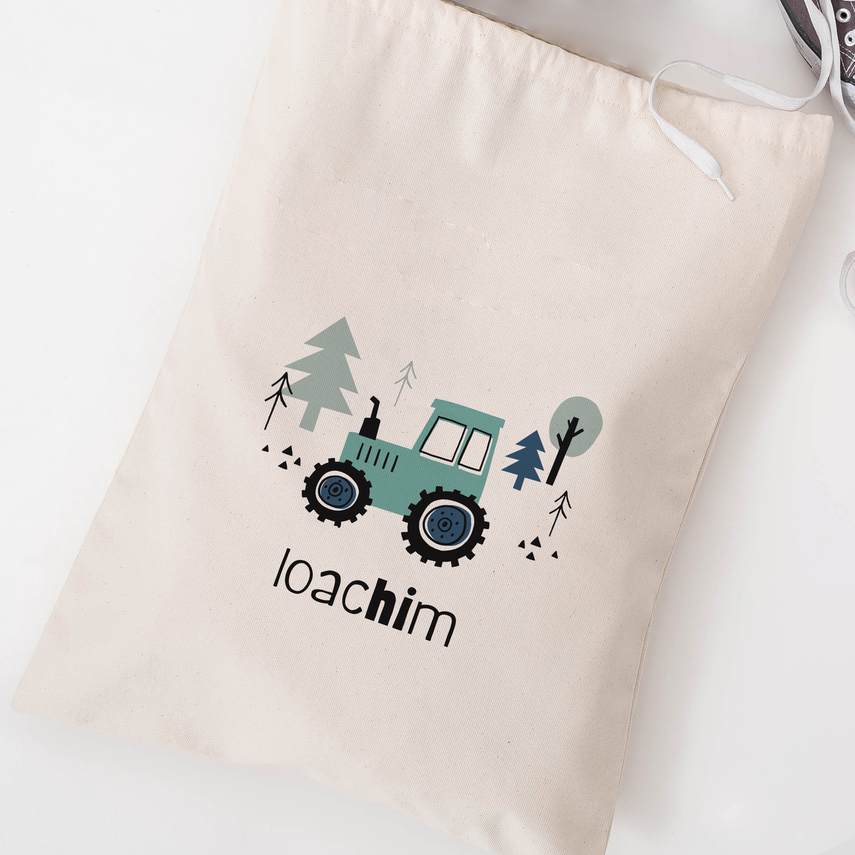 Săculeț pentru grădiniță cu nume – Tractor