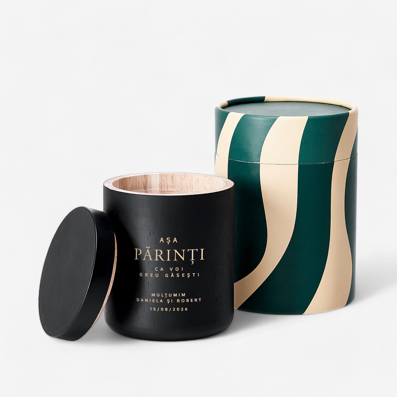 Lumânare cu mesaj de mulțumire pentru părinți