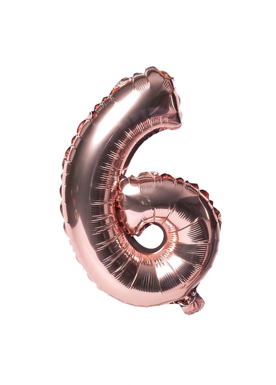 Balon din folie pentru aer CIFRĂ 6 rose gold