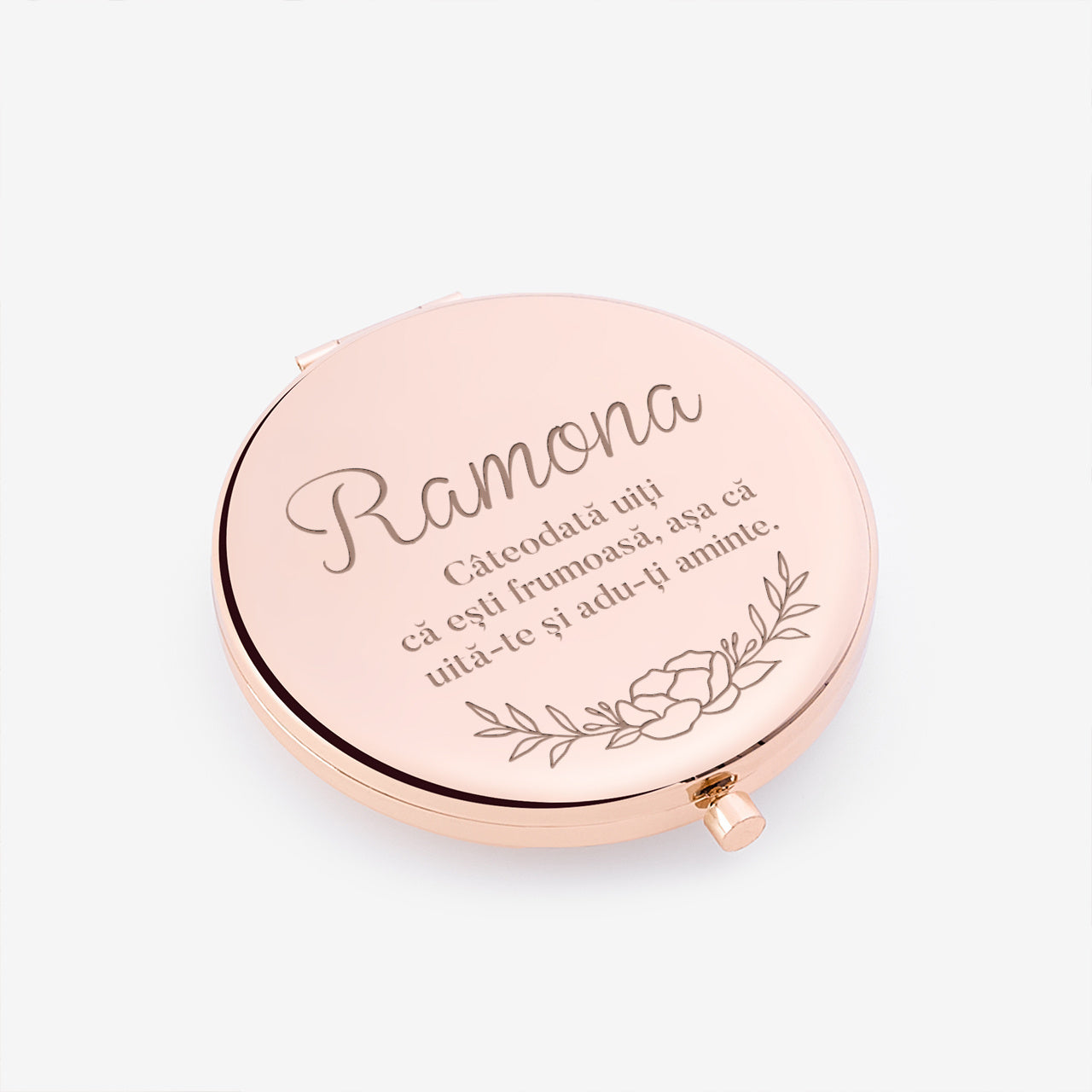 Oglindă de buzunar roz auriu - cadou pentru ea